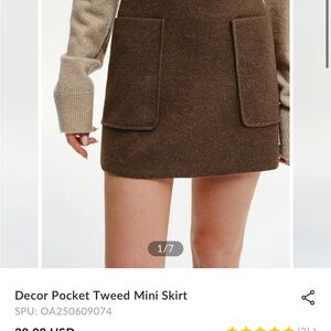 Brown Tweed Mini Skirt with Pockets